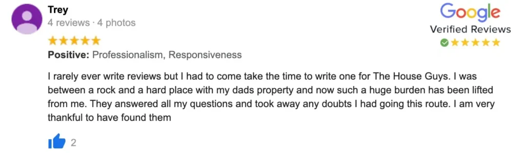 Customer review of Sell My House Fast Hub