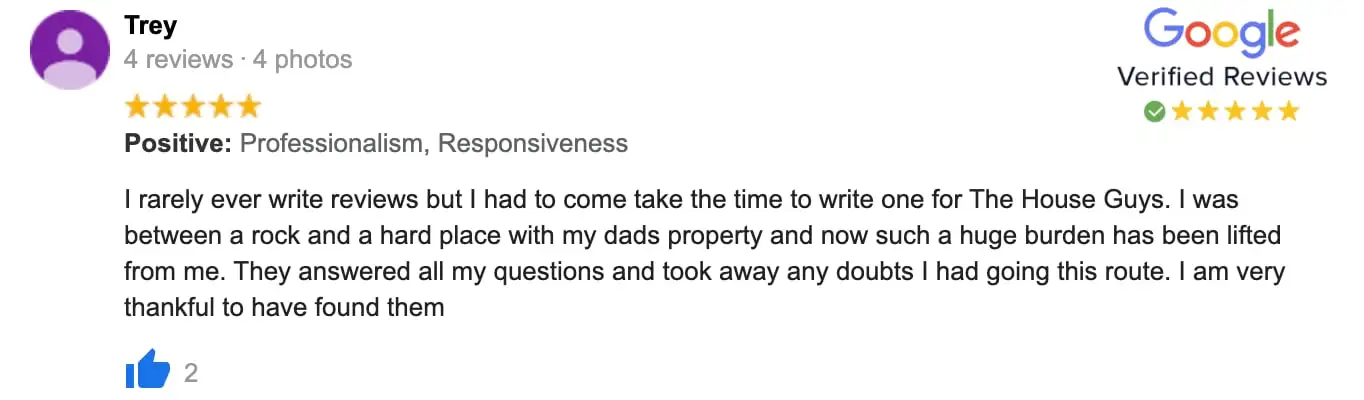 Customer review of Sell My House Fast Hub